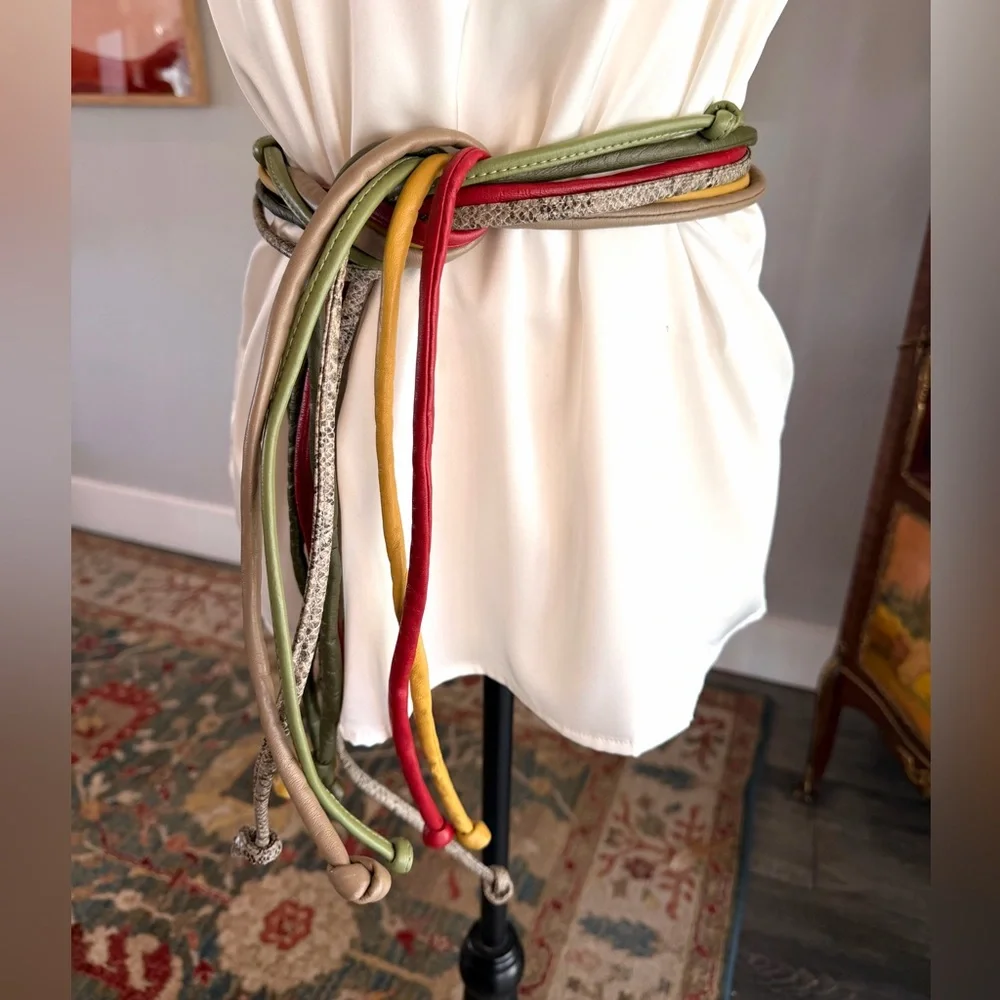 Multicolor Leather Skinny Belt Bundle